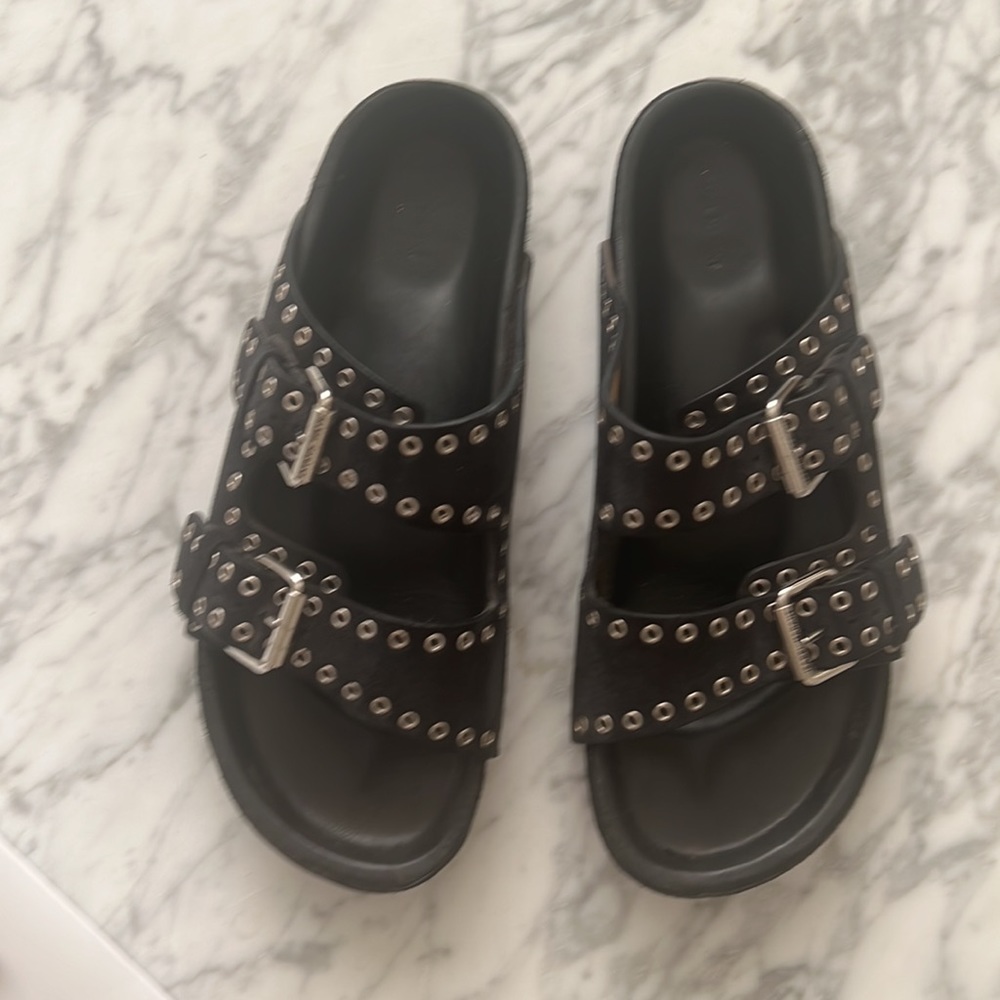 Isabel Marant Lennyo Grommet Black Suede Sandals size 39
